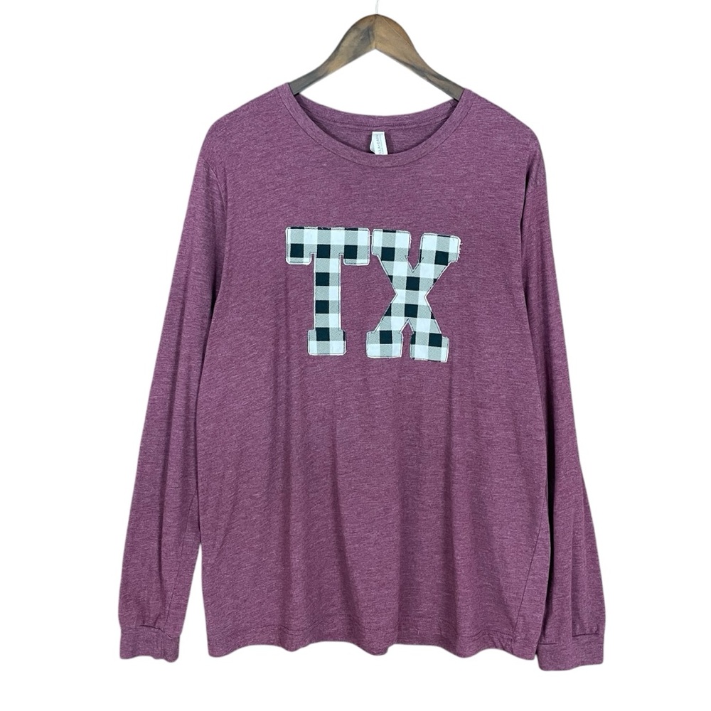 Bella‎ + Canvas | Heather Marled Tee Round Neck Gingham Texas Patchwork Plaid